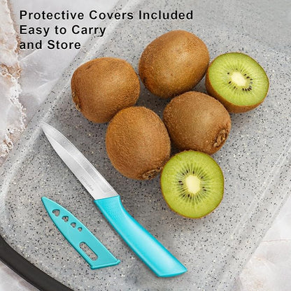 Paring Knife Set of 4, Paring Knives With Cover, 4 inch Small Fruit Knife, Ultra Sharp Kitchen Knives，High Carbon Stainless Steel PP Plastic Handle