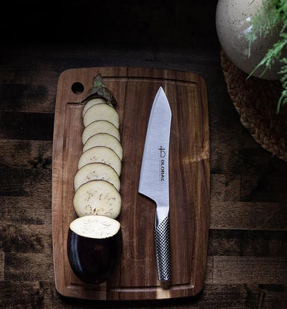 Global 40th Anniversary 7 inch Asian Chef's Knife, Unique convex edge, Ergonomic Handle, Slip Resistant Grip, Stainless Steel, Made In Japan, G-4/AB