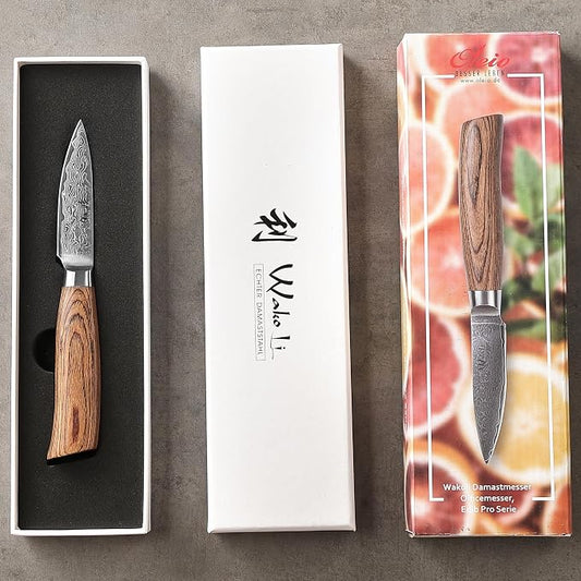Wakoli EDIB Pro Premium Paring Knife – Japanese Style Kitchen Knife | 3.2-Inch Blade Made of 67-Layer Real Big Master Steel with Pakka Wood Handle | Professional Cooking Tool