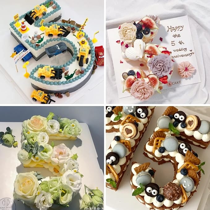 Dioycli Number Cake Molds for Baking 3D Silicone Cake Molds DIY Personalized Cake Pan for Birthday Wedding and Anniversary Number 5 Cake Pan of 10 Inch