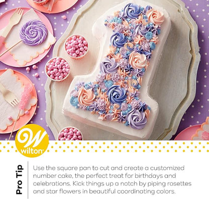 Wilton Aluminum 12x2 Inch Square Cake And Brownie Pan, Made With Natural Anodized Aluminum, Made Without PFAS, Bakeware Optimal For Even Heating