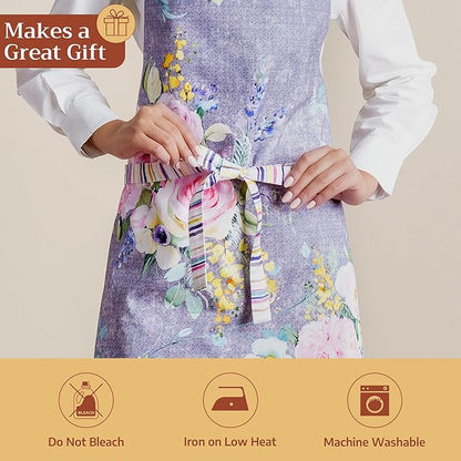 Maison d' Hermine 100% Cotton Apron for women with Pocket Kitchen Chef Apron for Men Cooking Spring Summer