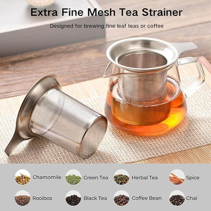Gute 2 Pack Tea Infusers for Loose Tea, Food Grade Silicone and 304 Stainless Steel Extra Fine Mesh Tea Strainer for Tea, Coffee, Teapots, Mugs