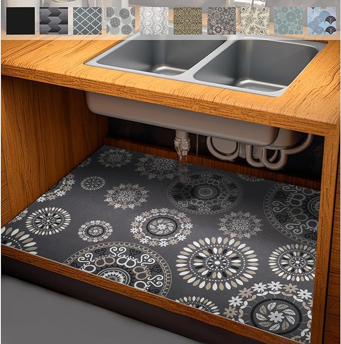 AiBOB Waterproof Under Sink Mat, Absorbent Quick Dry Sink Liners Protect Cabinets, Durable Shelf Liners, Slip Resistant and Non-Adhesive, 24X68, Multi