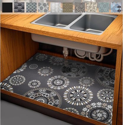 AiBOB Waterproof Under Sink Mat, Absorbent Quick Dry Sink Liners Protect Cabinets, Durable Shelf Liners, Slip Resistant and Non-Adhesive, 24X36, Multi
