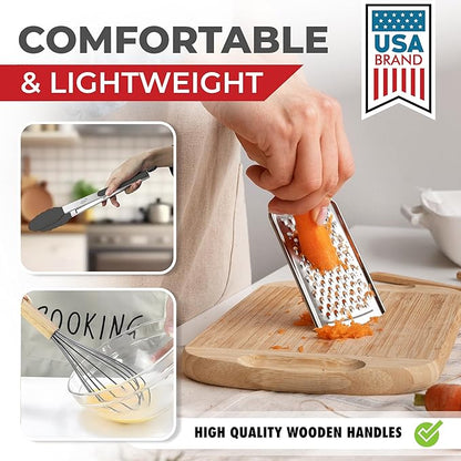 Kaluns 50 PCS Silicone Kitchen Utensils Set Complete Kitchen Set - 800°F Heat Resistant Non-Stick Premium Silicone Cooking Utensils W Wooden Handles - Can Opener, Masher, Turner, Silicone Spatula Set