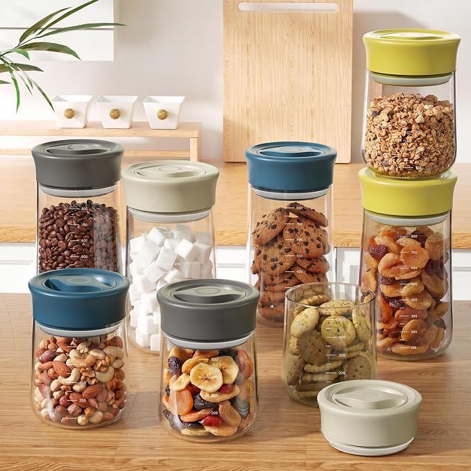 OURCABECUE 2026 Upgrade Wide Mouth Glass Storage Jars 27 oz, 90° Rotating Switch Lid Mason Jars, 2 Pack Food Grade Overnight Oats Jars for Food Storage, Pickling, Meal Prep
