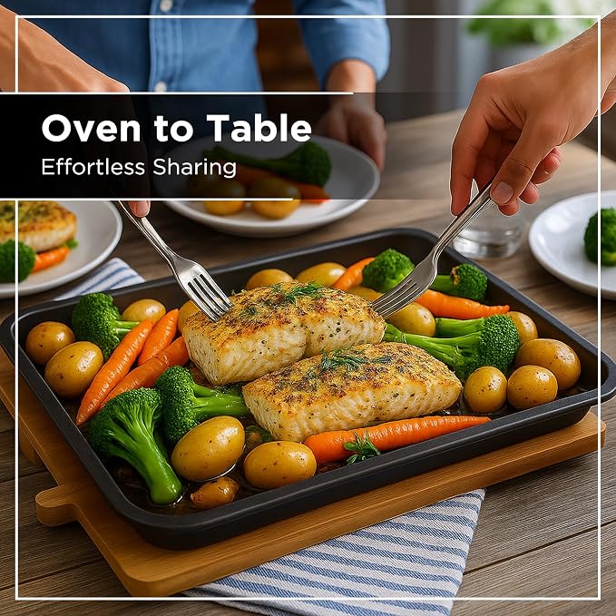 Wrenbury Jelly Roll Pan 15x10 Set of 2 - Non-Stick Baking Sheet, DuraQuartz Food Safe, Carbon Steel