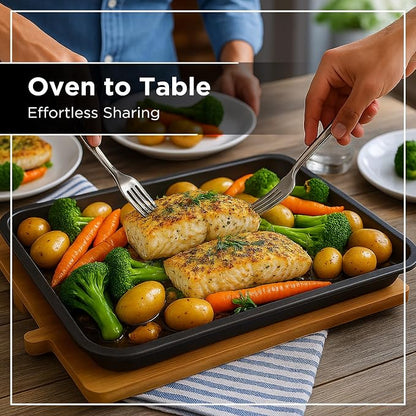 Wrenbury Jelly Roll Pan 15x10 Set of 2 - Non-Stick Baking Sheet, DuraQuartz Food Safe, Carbon Steel