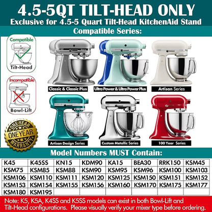 Stainless Steel Paddle，Flat Beater - Accessories and Attachments for KitchenAid Mixers, Fit 4.5-5 QT Mixing Bowl