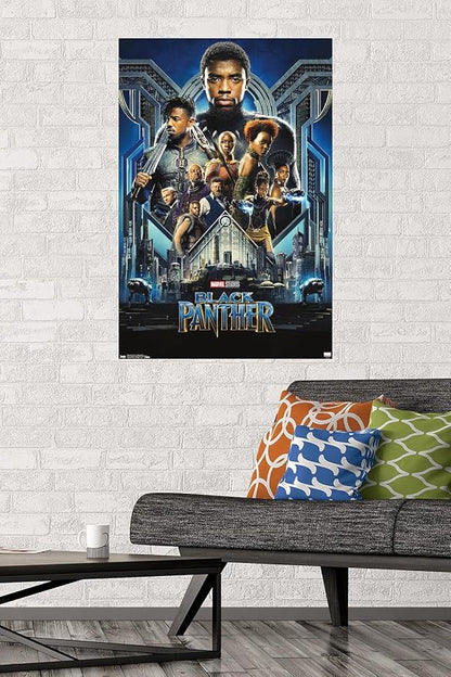 Trends International Marvel Cinematic Universe - Black Panther - Group One Sheet Wall Poster, 22.375" x 34", Premium Unframed Version