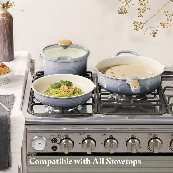 CAROTE 20Pcs Titanium Cookware Set, Pots and Pans Set Non Stick, Kitchen Cooking Set with Detachable Handle, Non Toxic Induction Cookware, Dishwasher/Oven Safe