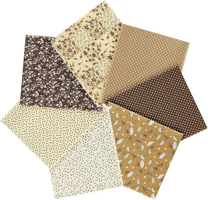 Ainiv 7pcs Fabric Bundles Squares, 19.68"x19.68" 100% Cotton Quilting Fabric Bundles, Floral Precut Squares Patchwork for Quilting, Sewing, DIY Crafts, Mask, Brown