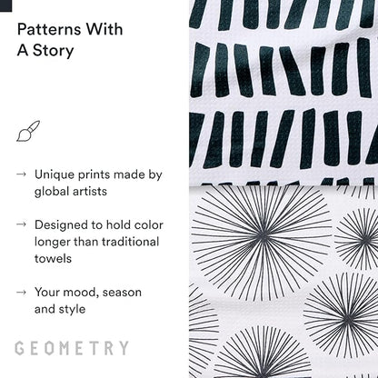 GEOMETRY Kitchen Tea Towels - Quick Dry Microfiber Dish Towels for Kitchen Linework, 18" x 30" 2 Pack