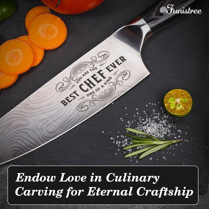 Funistree Gifts for Men Women Chef, 8 inch Professional Kitchen Knife Gift Set, German High Carbon Stainless Steel Chef's Knife, Birthday Father Day Gifts for Men, Kitchen Cooking Knife Gift Set