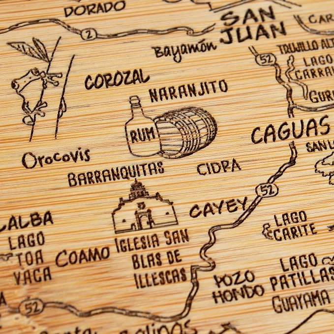 Totally Bamboo A Slice of Life Puerto Rico Serving and Cutting Board, 11" x 8.75"