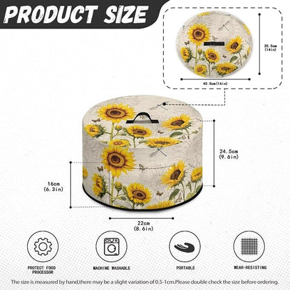 Dragonflies Sunflower Slow Cooker Cover Protection Crock Fits for Most 6-8 Quart Oval Slow Cooker Dustproof Small Appliance Accessories Decor