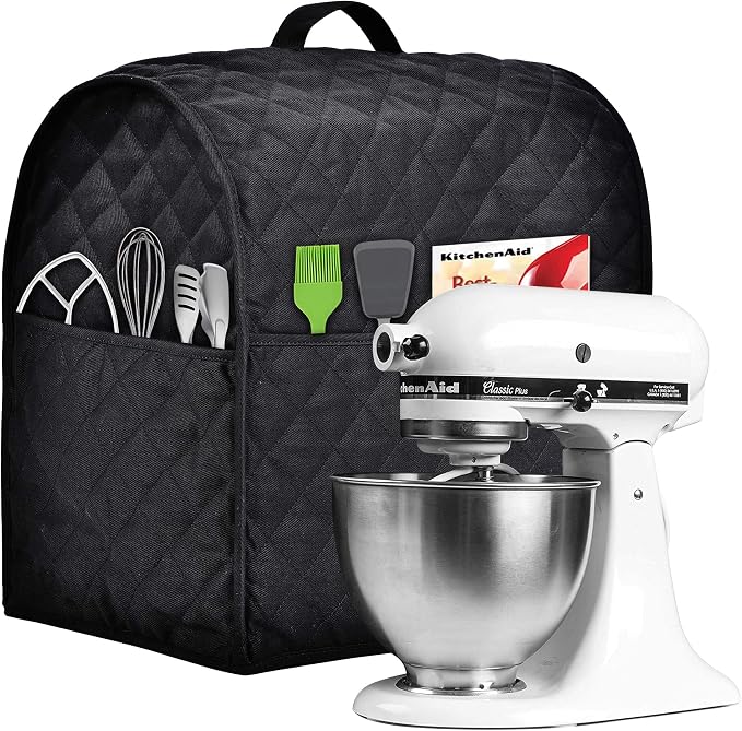 Stand Mixer Cover compatible with Kitchenaid Mixer, Fits All Tilt Head & Bowl Lift Models,Fine, Soft, Not Easy to Fade, Not Easy To Pilling. (Fits for 4.5-Quart and All 5-Quart, Black)