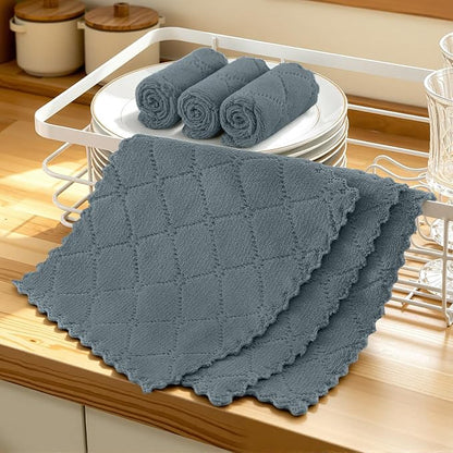 Homaxy 18 Pack Kitchen Cloths Dish Towels (7" x 9", Dark Grey), Super Soft and Absorbent Coral Velvet Dishcloths, Fast Drying No Lint Microfiber Cleaning Cloth