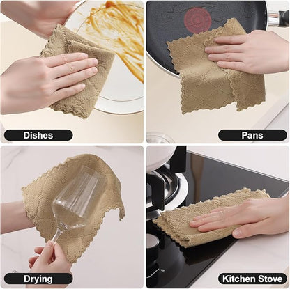 Homaxy 18 Pack Kitchen Cloths Dish Towels (7" x 9", Tan), Super Soft and Absorbent Coral Velvet Dishcloths, Fast Drying No Lint Microfiber Cleaning Cloth
