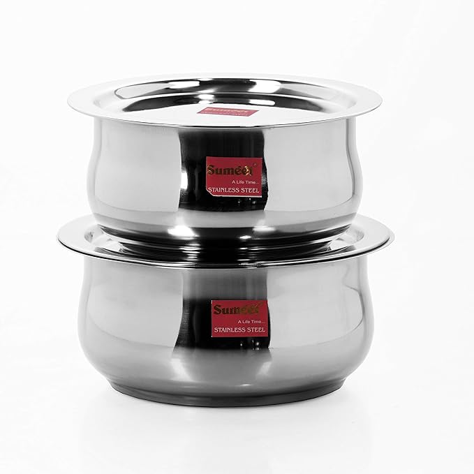 Sumeet Stainless Steel Cookware Set With Lid, 2.1, 2.6 Liters, 2 Piece (Steel)