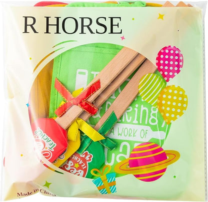 R HORSE 6Pcs Teacher Gift Pot Holder Funny Cookie Bag Silicone Spatula Set for Teacher Appreciation Day Thank You Present Heat Resistant Oven Mitt Ribbon Bows Spatula Baking Gift