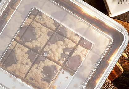 Leonyo Stainless Steel 8x8 Baking Pan with Lids, 4 Set Metal 8IN x 8IN Square Cake Pans with Lids, Commercial Brownie Pans Baking Dish for Lemon Bars, Dishwasher Safe(Except for Plastic Lids)