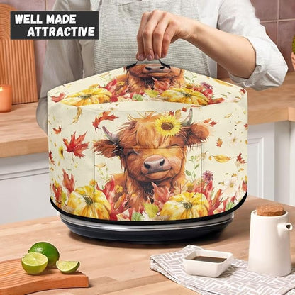 Pumpkins Highland Cow Slow Cooker Dust Cover Compatible with 6-8 qt Crock for Pot Oval Slow Cooker Cover Dustproof Kitchen Appliance Accessories Sunflowers