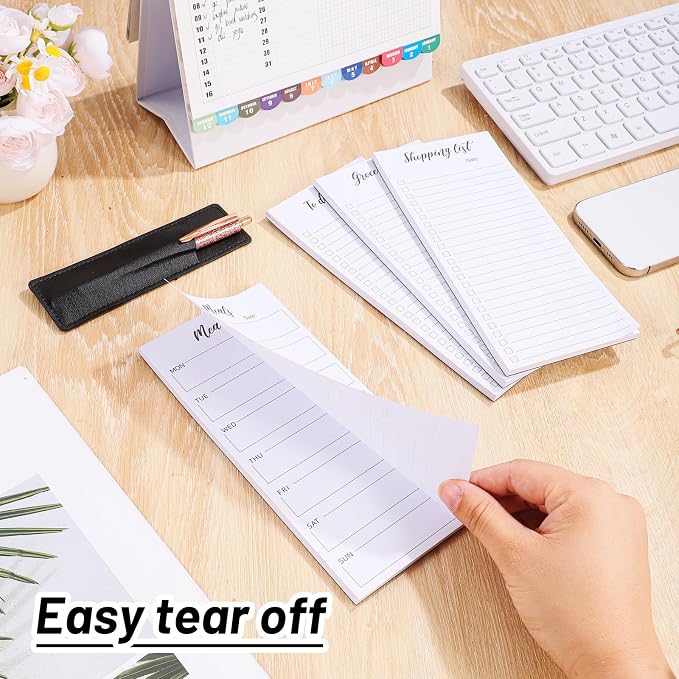 Thboxes 4 Pack Magnetic Note Pad for Fridge with Pen Holder, Totally 200 Sheets Magnetic To Do List, Grocery List, Shopping List, Meals Pads for Refrigerator
