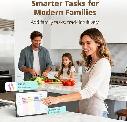 Digital Calendar 10 Inch Touch Screen, Electronic Calendar and Chore Chart for Family Monthly/Weekly Planner, Interactive Smart Calender with Task Rewards, Meal Planner, Desk Mount