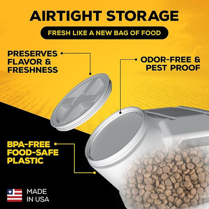 Vittles Vault Traditional Pet Food Storage Container For Dog Kibbles/Bird Seed/Oatmeal/Rice/Flour/Cereal, BPA Free Plastic, Sealed Airtight For Cat Food, Up To 40 lb, Made in USA, With Scoop, Gray