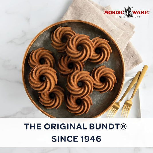 Nordic Ware Heritage Bundtlette Cakes, One Size, Gold (Pack of 3)