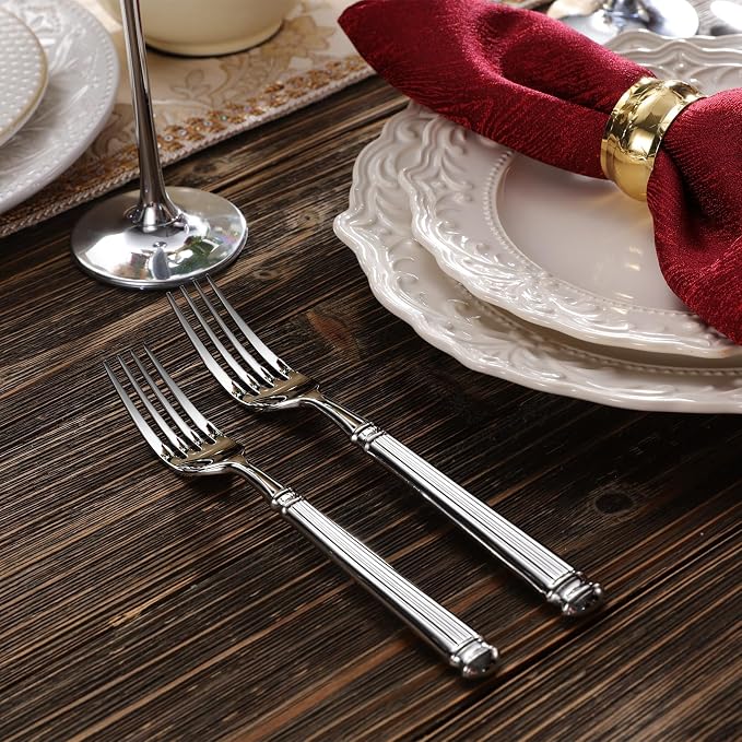 KEAWELL Premium 20 Pieces Prestige Silverware Set - Exquisite Craftsmanship, Service for 4, 18/10 Stainless Steel, Luxurious Flatware Set, Heavy Duty, Dishwasher Safe (20, Silver)