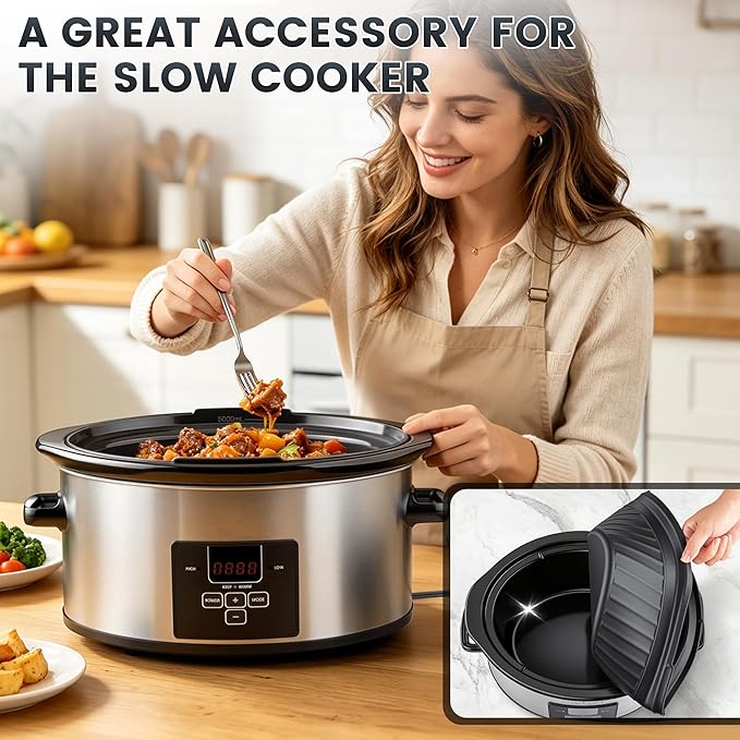 Silicone Slow Cooker Liners Compatible with Crock Pot 6 QT,Maywe Tanso Crock Pot Liners Fit 6 Quart Oval Slow Cookers,Reusable & Leakproof Silicone Slow Cooker Liner For Crockpot,Dishwasher Safe