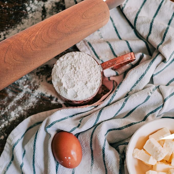 Classic Sapele Wooden Rolling Pin With Handles Large17.3"L x 2.3"W | Wood Baking Roller for Pizza, Pie, Bread, Pastry & Cookie Dough