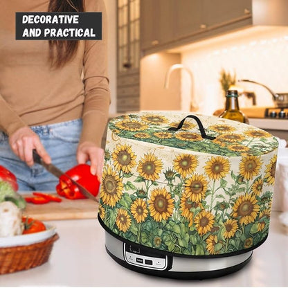 Musical Notes Sunflower Slow Cooker Dust Cover Crock for Pot Cover Fits 6-8 qt Oval Slow Cooker Small Appliance Protection Cover with Pocket Kitchen Accessories Decor