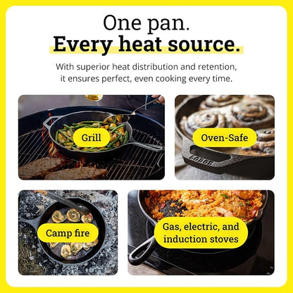Lodge Seasoned Cast Iron Skillet 15 Inches - Frying Pan for the Stove, Grill or Campfire - Cooks Evenly - Features Easy-Grip Teardrop Handle - Non-Toxic, Nonstick & Long-Lasting