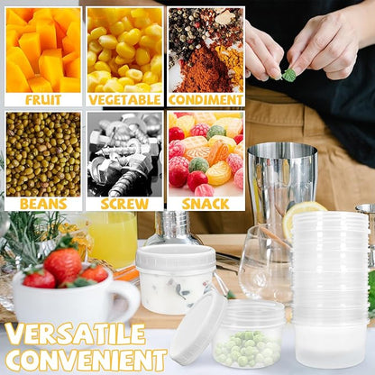10 Pack 4oz Reusable Small Plastic Containers with Screw Lids, Small Food Storage Freezer Containers, Stackable Food Storage Jars, Sauce Condiment Jars Lunch Box Accessories