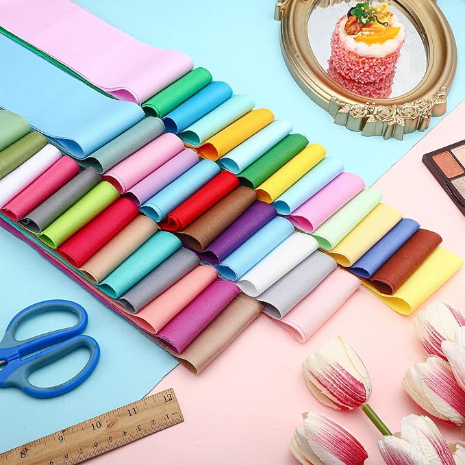 Kingdder 70 Pcs Solid Color Jelly Fabric Quilting Strips, 2.55 Inch Precut Cotton Patchwork Roll Cotton Quilting Fabric Bundle for Quilters and Sewing DIY Crafts