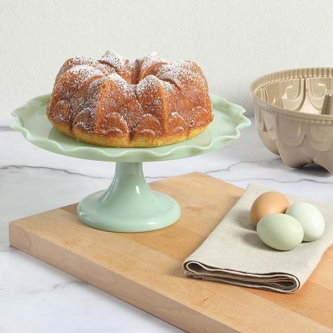 Martha Stewart Dunelle Decorative Fluted Cast Aluminun Round Cake Pan – 10-Cup Nonstick Tube Pan, Champagne Gold Bakeware