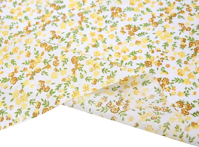 7 pcs 20" x 20" Cotton Fabric DIY Making Supplies Quilting Patchwork Fabric Fat Quarter Bundles DIY for Quilting Cotton Patchwork Cushions (Yellow, 20" x 20")