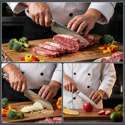 3-Piece Kitchen Knife Set – Includes Ultra-Sharp Chef Knife, High Carbon Stainless Steel Blades with Ergonomic Pakkawood Handles, Professional Knives Set for Kitchen, Elegant Gift Box