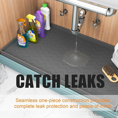 TigeJoy Waterproof Under Sink Mat 22" x 19", Shelf Liner Protector in Kitchen and Bathroom, Silicone Cabinet Liners for Organizers and Storage, Fit as Drawer Mats or Drip Tray