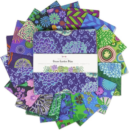 Soimoi 40 Pcs Cotton Fabric Squares Bundles Charm Packs for Quilting, Fat Quarter Layer Cakes, Precuts Quilt Squares 5 x 5 inches, DIY Fabric Bundle- Mystic Bloom Collection