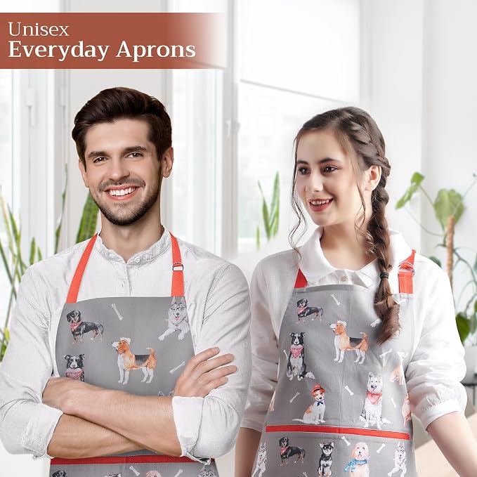 Maison d' Hermine 100% Cotton Apron for women with Pocket Kitchen Chef Apron for Men Cooking Spring Summer