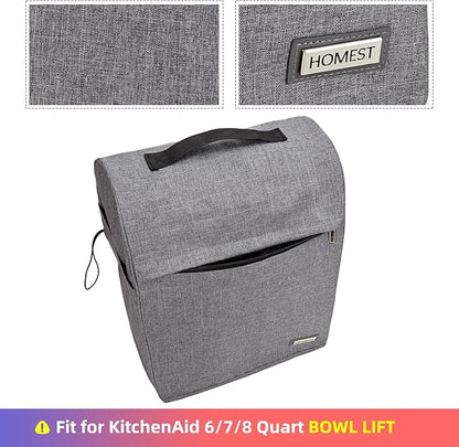 HOMEST Stand Mixer Dust Cover Compatible with KitchenAid 6/7/8 Quart Bowl Lift, Zipper Pocket for Various Kitchen Appliance Accessories, Grey (Patent Design)