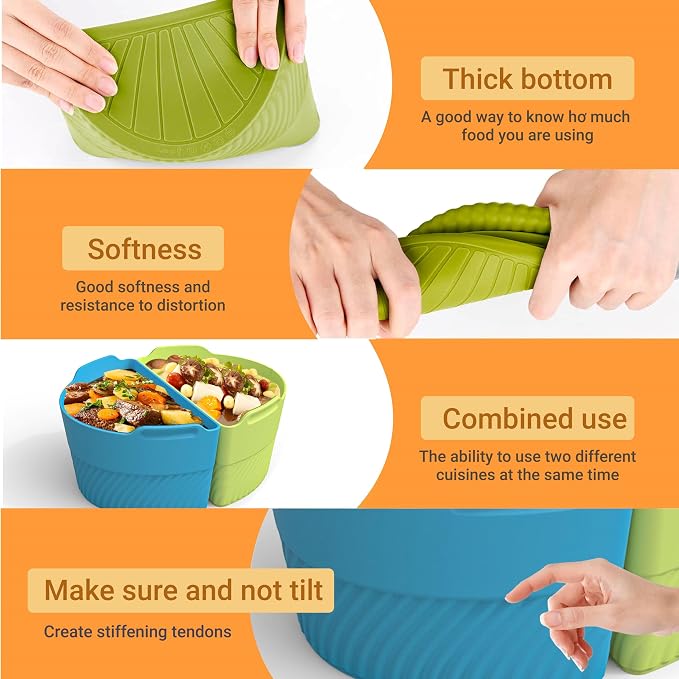 Silicone Slow Cooker Liners Compatible With Crock Pot 6-8 QT,Slow Cooker Divider Allows Cooking Two Different Meals At Once Time,(Green)