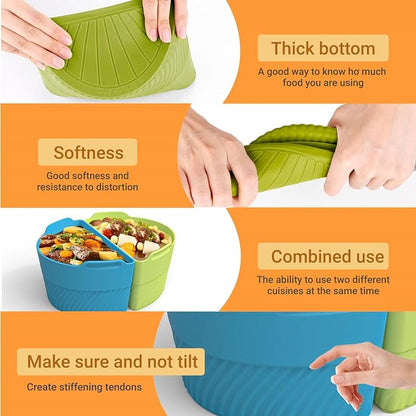 Silicone Slow Cooker Liners Compatible With Crock Pot 6-8 QT,Slow Cooker Divider Allows Cooking Two Different Meals At Once Time,(Green)