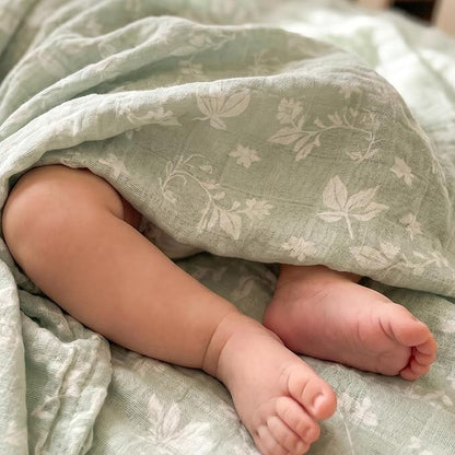 4-Pack Muslin Swaddle Blankets for Newborns | 100% Cotton Breathable Soft Muslin, Large 31.5"x43.3" | Multi-Use Stroller Sunshade Nursing Cover & Receiving Blanket, Neutral Rabbits