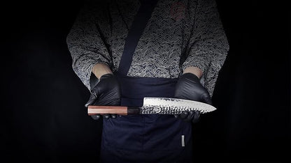 Grandsharp Chef Knife, 8 Inch Kitchen Knife, AUS10 Handmade Forged Pro Japanese Sharp High Carbon 3-layer Steel Meat Sushi Gyuto Cutting Chef's Cleaver-Wooden Sheath–Rosewood Handle